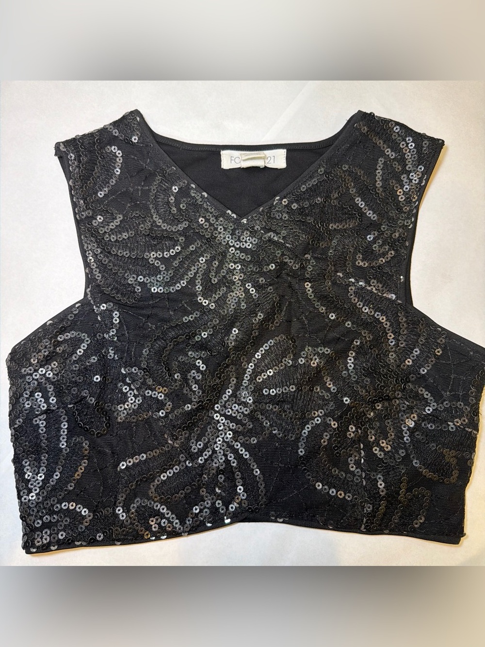 Forever 21 Black Sequin Crop Top
